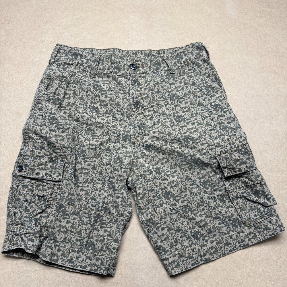 Levi's Utility Cargo Shorts Mens 36 Green Camouflage Cotton High Rise Outdoor